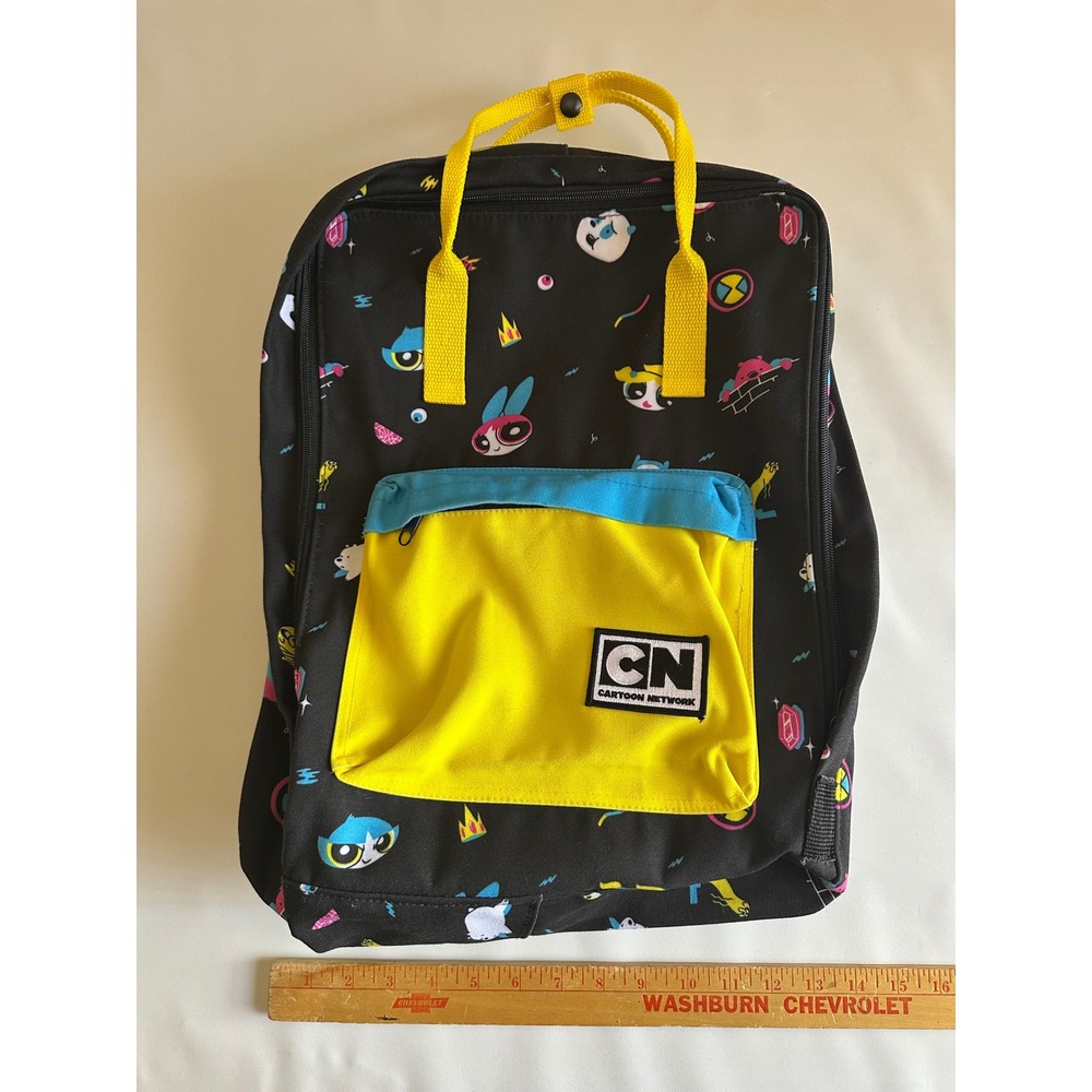 Cartoon Network Powerpuff Girls Backpack Black Yellow Patterned Kids School Bag - Picture 5 of 12